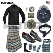 Black Watch Weathered Tartan 14pc Scottish Kilt Outfit Set 5 Yard Men