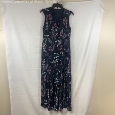Gently Loved Banana Republic Navy Floral Print Women's Ruffle Hi-Low Dress, Sz.6