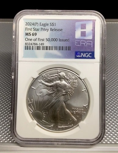 2024 (P) SILVER EAGLE NGC MS69 FIRST STAR PRIVY RELEASE FIRST OF 50,000 ISSUED