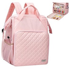 Knitting Bag Backpack, Crochet Storage Organizer, Large Yarn Holder with Pink