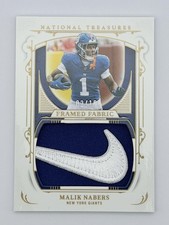 2025 National Treasures Malik Nabers Framed Fabric Gold Holo /10