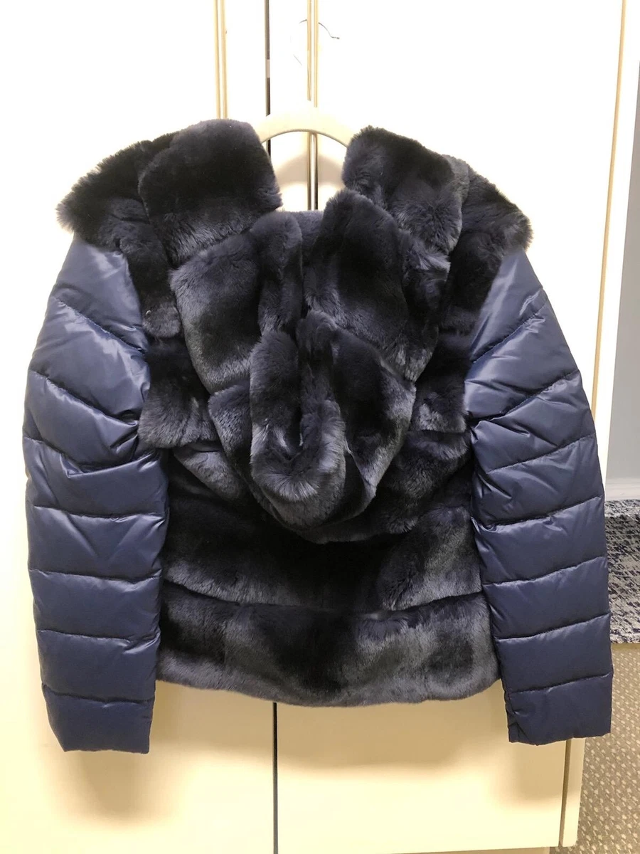 diana rosh xs Rex rabbit fur coat down sleeves with a fur hood best price |  eBay