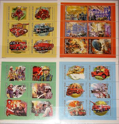 GUINEA 2001 Klb 3302-25 Firefighting History Feuerwehr Firefighter Cars Autos **