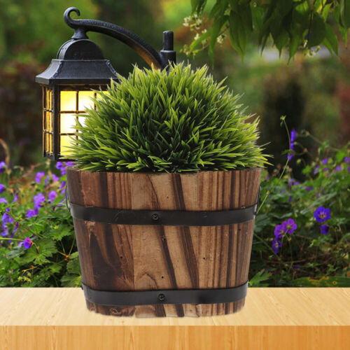 2 Wooden Rustic Flower Pots Garden Primitive Planter - Bild 2 von 12