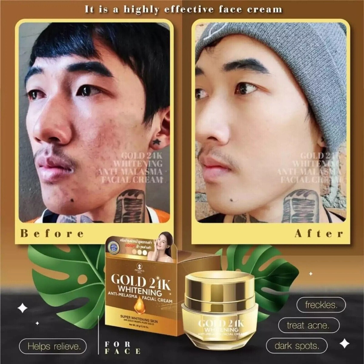 Gold 24k Whitening Anti Melasma Facial Cream 99.9 % Pure Gold | eBay