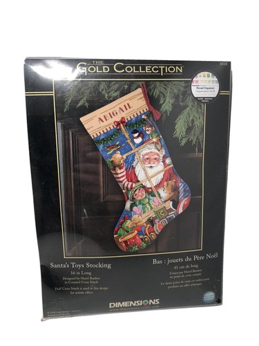 Dimensions Santa's Toys Kit 8818 Counted Cross Stitch Stocking Gold Collection - Afbeelding 1 van 3