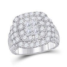 14kt White Gold Princess Diamond Cluster Bridal Wedding Engagement Ring 3-1/2