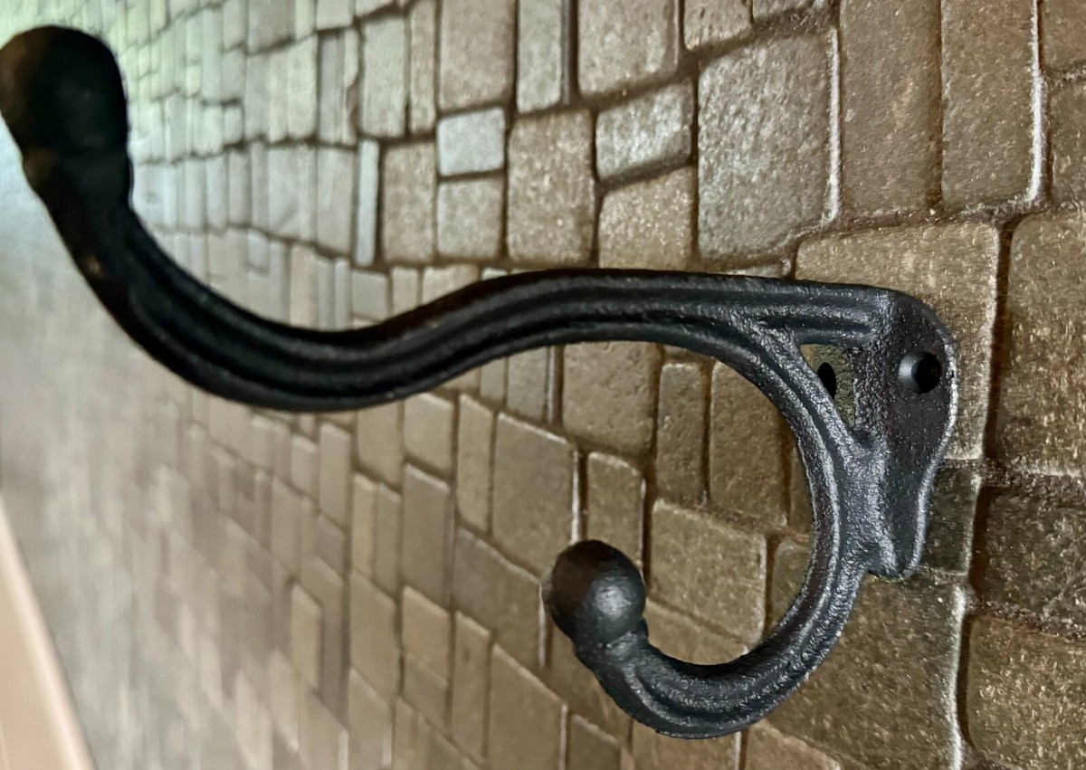 Vintage Tack Harness HOOKS wall mounted black cast iron metal COAT