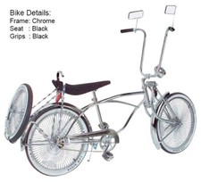 20" VINTAGE LOWRIDER CHROME BICYCLE W/ 144 SPOKE CHROME SHINY RIMS & BENT FORK.