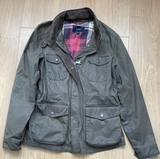 Gant Women’s Green Cropped Waxed Jacket With Good In Collar Medium -