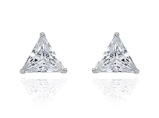 2Ct Trillion Cut Simulated Diamond Solitaire Stud Earring 14K Gold Plated Silver