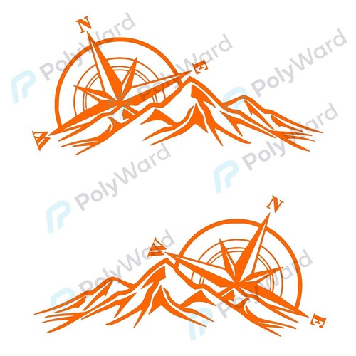 Compass Mountain Decal Stickers x2 For Camper Van Caravan Vinyl Sticker Graphic - Picture 13 of 17