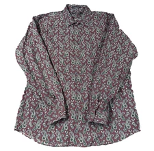 Daniel Cremieux Shirt Mens Large Button Up Paisley Red Blue All Over Print EUC