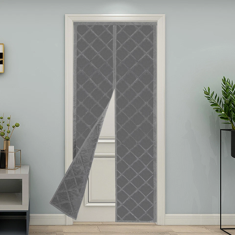 Cortina de puerta con aislamiento térmico magnético de aire frío y caliente gris 34x82 pulgadas Foto 3 de 4