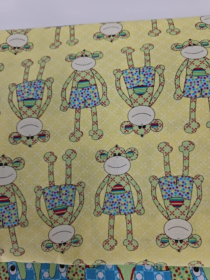 Windham Fabrics Melanie Hurlston Little Menagerie Elefantes Monos Más de 4 Yardas Foto 3 de 4