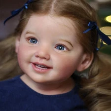 28" Lifelike Reborn Baby Doll Toddler Girl Cammi Rooted Hair Cloth Body Handmade