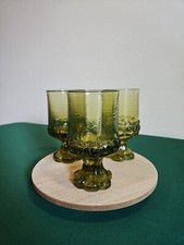Vintage Tiffin Franciscan Madeira Coteon Green Uranium Glass Goblets set of 3