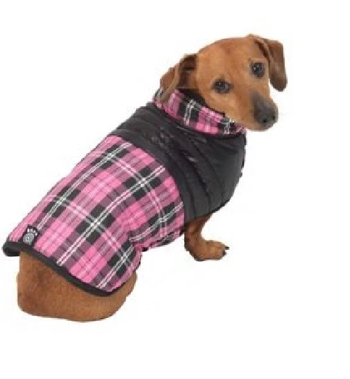 Petrageous Vail Plaid Dog Vest JACKET COAT Fleece lined Pink Black MISC SIZES - Image 3 of 3