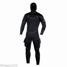 Hollis Neotek 8/7/6mm Semi-Dry Hooded Full Scuba Diving Wetsuit Men's Black NEW