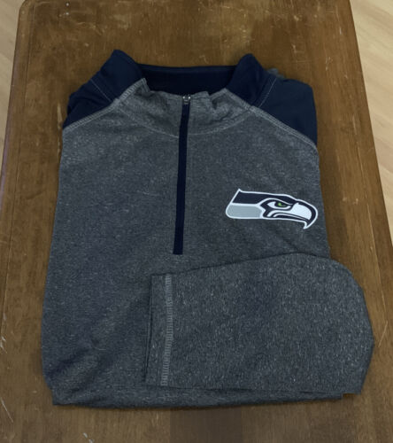 NWT Seattle Seahawks NFL Team Apparel 1/4 Zip Pullover Mens Size Medium Gray O4