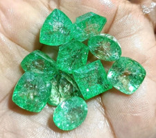 200 Ct Natural Certified Colombian Green Emerald Loose Gemstones Mix Cut Lot A+