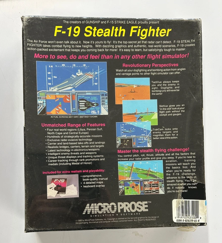 F-19 Stealth Fighter (PC, 1988 Microprose) - SEALED - Image 2 of 4