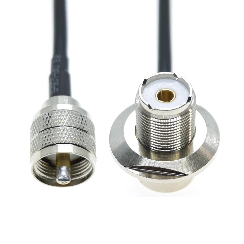 RG58 Coax UHF Male PL259 to SO239 Female Right Angle connector Lot coaxial cable - Image 2 of 3