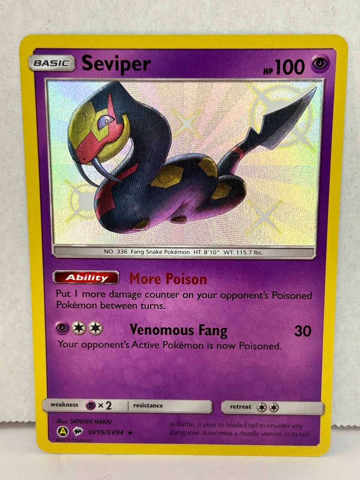 Pokemon Card Seviper Shiny Card Hidden Fates (SV15/SV94) -2019
