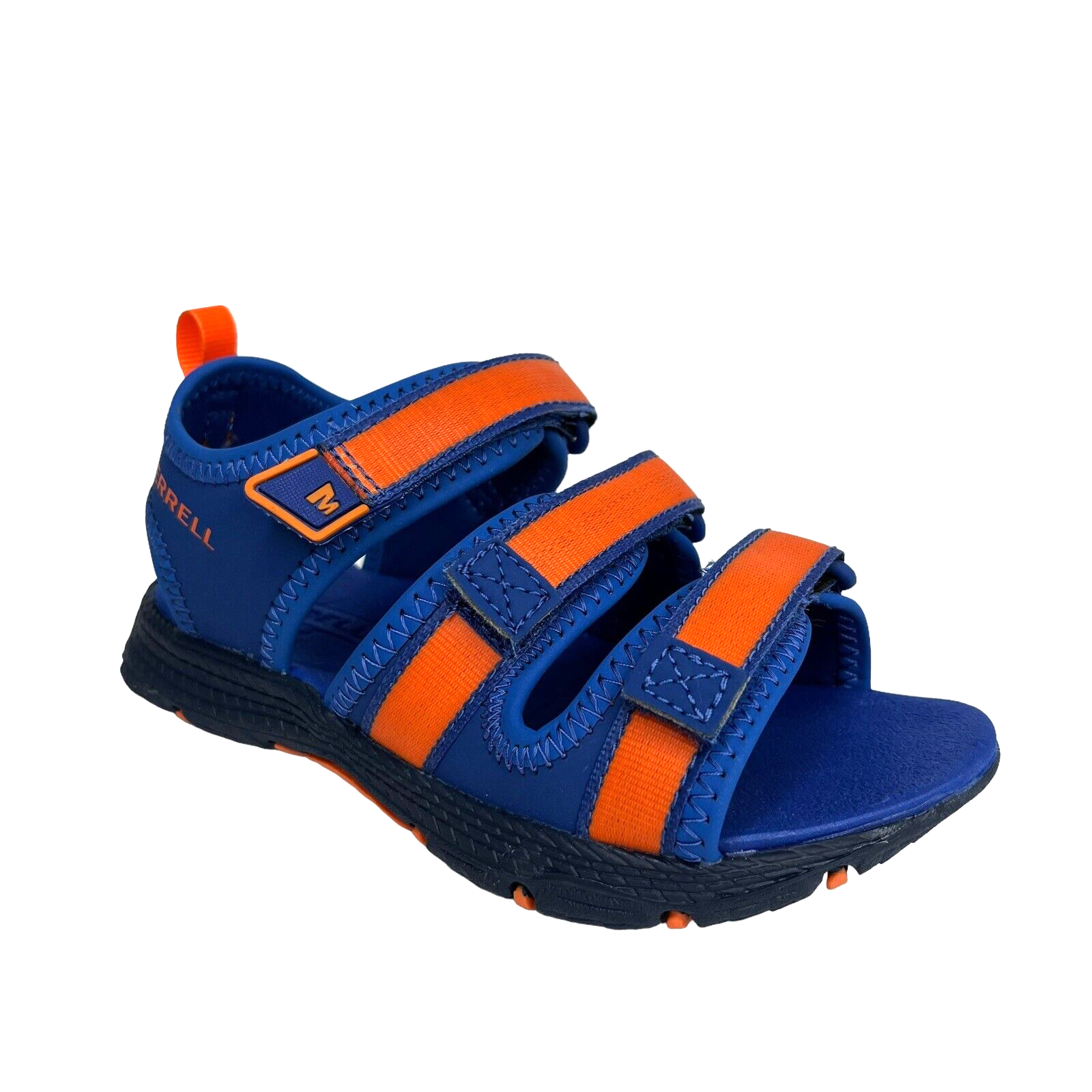 Sandalo sportivo Merrell Little Boys taglia 12 blu arancione con cinturino costruito per acqua