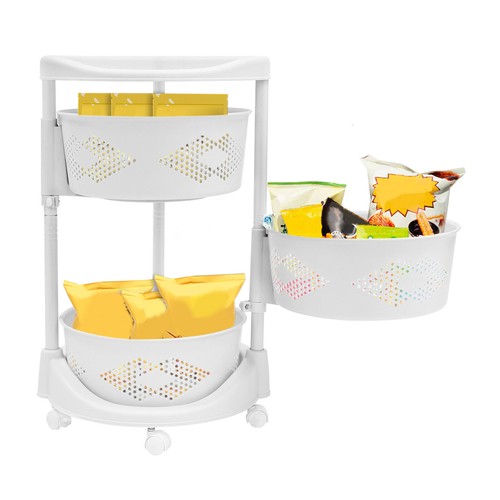 3 Schicht Regale Küche Aufbewahrungswagen Drehkorb Regal Gemüse Obst Halter - Bild 6 von 16