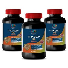 Chia Seed Oil 2000mg Vegan Omega 3-6-9 Nutrition 3 Bottles, 180 Softgels 