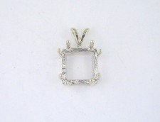 8 Prong Princess Pendant Setting Sterling Silver