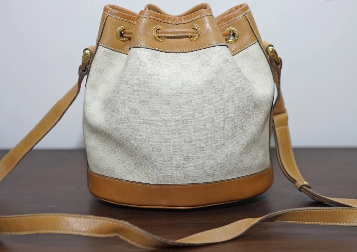 Gucci Vintage Bucket Bag Mini GG Coated Canvas Small.