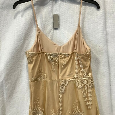 Chic Me Womens ODF0652 Beige Floral Contrast Lace Sheer Cami Dress Size  Large | eBay