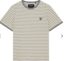 Llye & Scott  Stripe Ringer Tee Shirt  /bnwt Size Medium, Lemon,/grey/marl