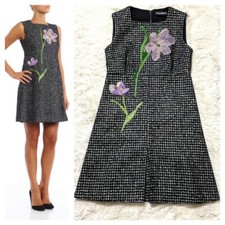 DOLCE&GABBANA Houndstooth Flower Decoration Lace Layered Sleeveless Dress 42