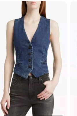 【関税込み】rag & bone ネイビー Priya ベスト NEW RAG & BONE Priya Cropped Denim Vest in Ari SZ 10 #T3093