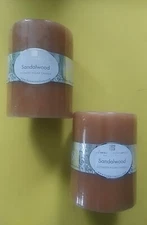 Home Interior Sandalwood 4" Scented Pillar Candle Set of 2 HOMCO 