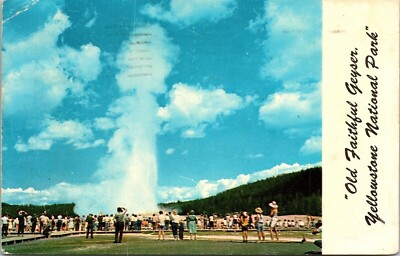 #ad Old Faithful Geyser Yellowstone National Park Wyoming Chrome WOB Postcard $4.49
