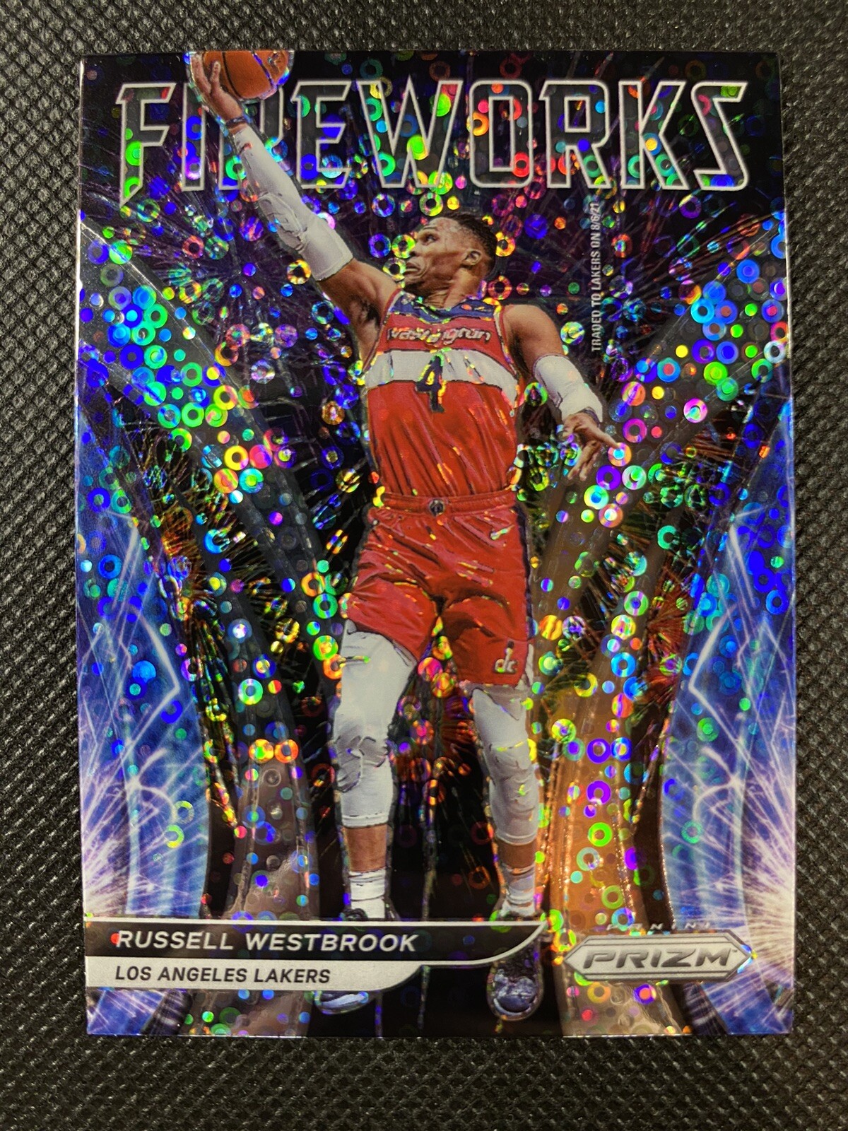 2021-22 Panini Prizm Russell Westbrook Fast Break Prizm Fireworks #18 Lakers
