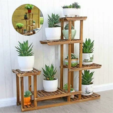 Pine Wood Plant Stand Indoor Outdoor Multi Layer Flower Shelf Rack Plant Holder