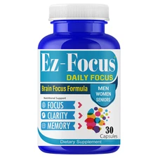 EZ-Focus Brain Booster Supplement & Focus Vitamins for Seniors Adults Energy 30C