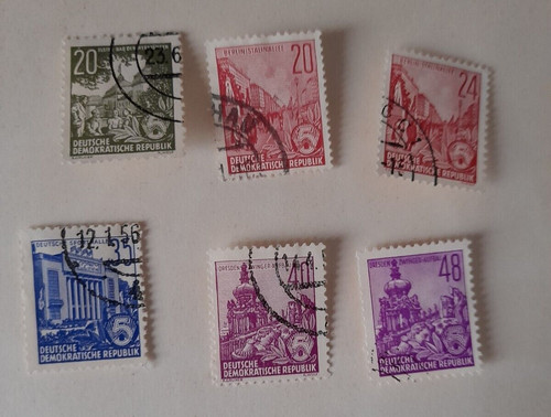 GERMANY EAST GDR 1955 - Workers five-year plan monuments 6 values used