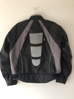 XElement Motorcycle Jacket Men Sz Large Padded Mesh Moto Racing Gray Black EUC