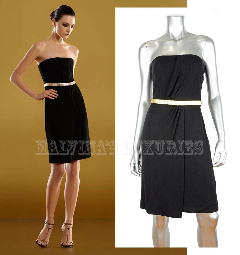 ROBE GUCCI NOIRE SANS BRETELLES DÉTAIL DORÉ COCKTAIL LBD 1 taille M/ MOYENNE