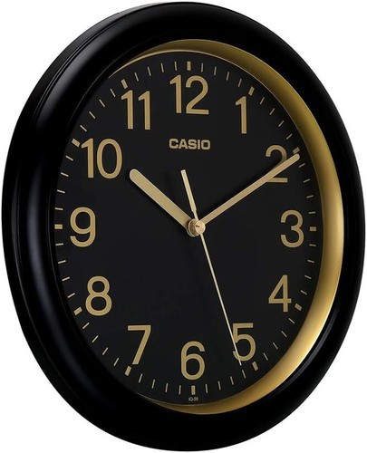 Casio Analog Wanduhr Schwarz & Gold (26 x 26 x 4,2 cm) IQ-59-1DF - Bild 2 von 4