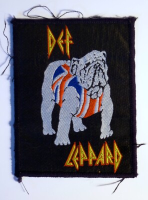 Vintage 1980s DEF LEPPARD BULLDOG original sew on Embroidered patch ROCK ON!