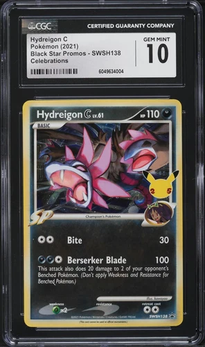 CGC 10 GEM MINT Hydreigon C Lv 61 SWSH138 Celebration Collection Holo Promo