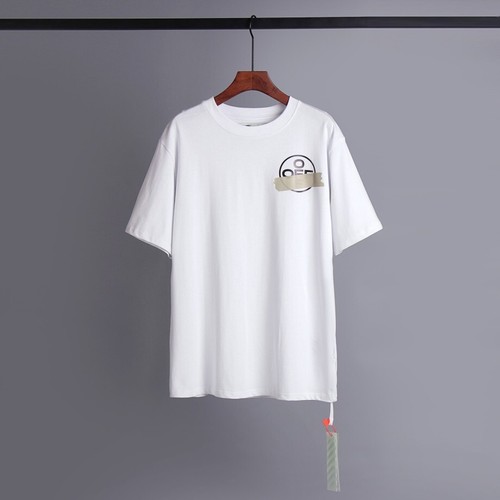 Off-White Unisex Taped Arrow Pattern Short Sleeve T-shirt White Color Size M