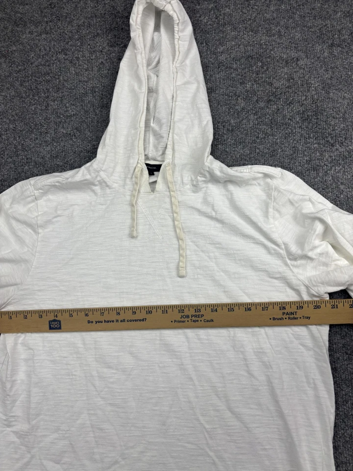Vince Hoodie Mens Large White Slub Jersey Long Sleeve Pullover Lightweight Knit - Image 3 of 4